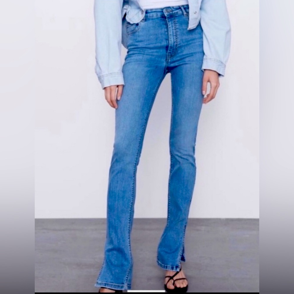 Zara Women’s High Waist Jeans with Side Slit Hem size 4